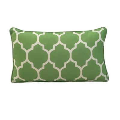 China Collection Waterproof Outdoor Geometric Green Bolster Print Tile Cushion Cover Oblong Tile Covers for sale