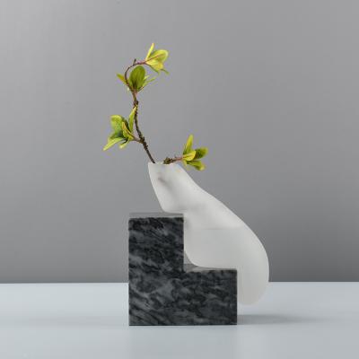 China Japanese style unique luxury top minimalist abstraction glass vase for home decor for sale