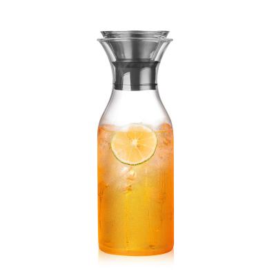 China Fashionable Explosion-proof Water Juice Bottle Glass Cover Stainless Steel Jar Nordic Style for sale