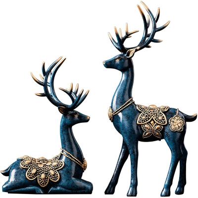 China China Hot Selling Large Resin Animal Furnishings Decoration Deer Statue With Dark Blue for sale