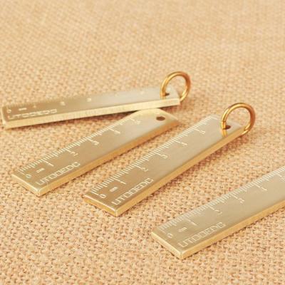 China 6cm Metal Thickness Stationery Measuring Brass Ruler for sale