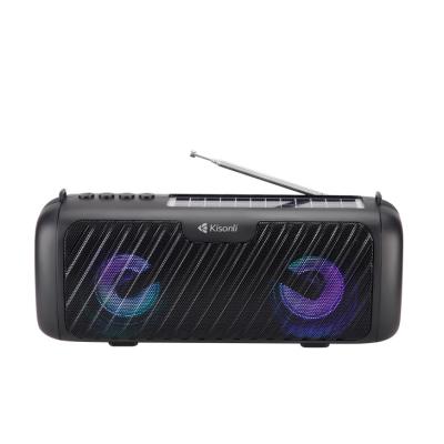 China No OEM Portable Solar Wireless Speakers With Color LED Light Support USB/TF/BT Play FM Radio for sale