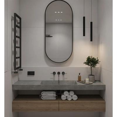 China Durable High End Bath Mirrored Cabinets Villa Bathroom Marble Countertops Vanity Cabinet for sale