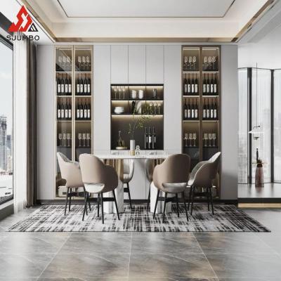 China Customized luxury modern home glass and wine bottle wooden bar display cabinet for sale