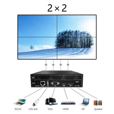 China Multi signal 4k UHD 2x2 video wall controller 4 TV 1X2 1X3 1X4 2x2 3840x2160 videowall processor-controller for sale