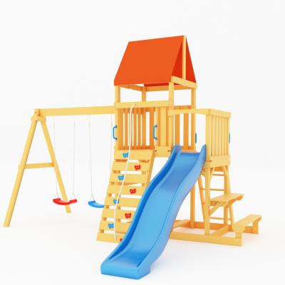 China Quality Guaranteed China Cedar Playhouse Wooden Playground Suitable Price With Swing Toys Outdoor Playground Set Equipment For Kids for sale