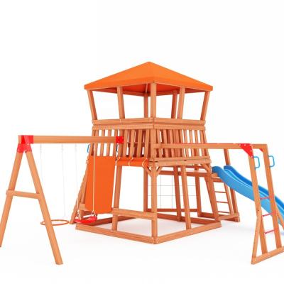 China 3-10 Year Old High Quality Backyard Wooden Playset with Real Wood Slide Adventures Playground for sale