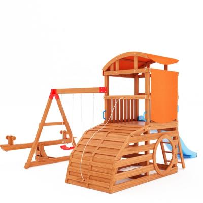 China 3-12years Wooden Play Set Attractive Outdoor Kids Homemade Playground Equipment Multi Color Available for sale