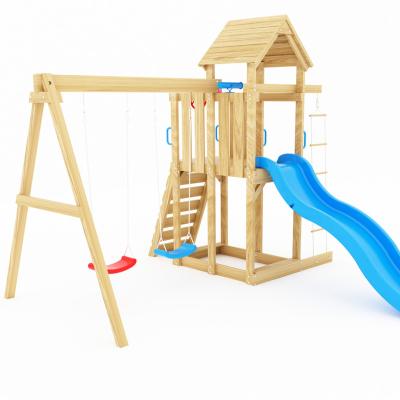 China Wooden Backyard Wooden Playset With Slide Swing Set Climb Frame Playground Equipment Outdoor Playhouse for sale