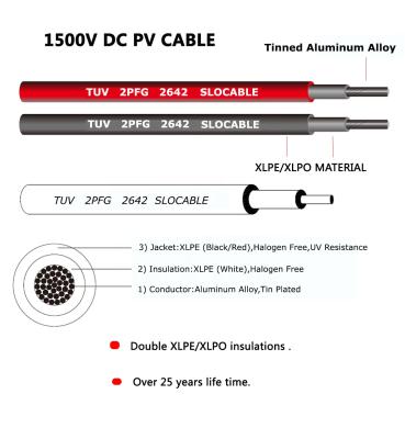 China Power Plant Slocable Price Good High Tensile Aluminum Alloy 15KV XLPE 8AWG 10mm2 Solar Wire Tinned Industrial Solar Cable for sale