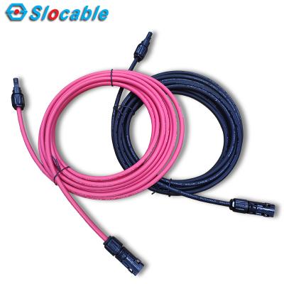 China Dual Solar System Slocable XLPE 4mm2 PV Insulated PV Cable With Solar Connector L Type Extension Cable for sale