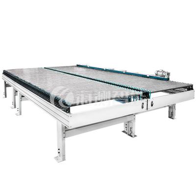 China Double-row power roller conveyor line inclined roller conveyor frame connected to automatic edge banding machine 45m/min for sale