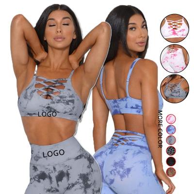 China 2021 High Waisted Workout Leggings Workout Women Breathable Seamless Gym Sports Wear Fitness Tie Dye Yoga Set for sale