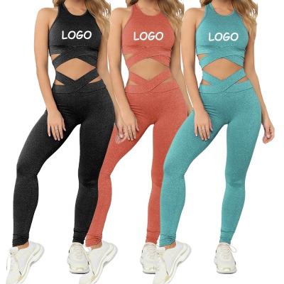 China Hot Sale Breathable Women Seamless Sports Running Clothing Gym Fitness Wear High Waist Workout Leggings Yoga Sets for sale