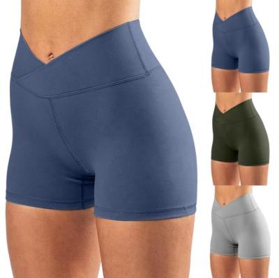 China Custom Summer Breathable Plus Size Gym Nylon Yoga Booty Women Workout Compression Cycling V-Shaped Cycling Shorts for sale