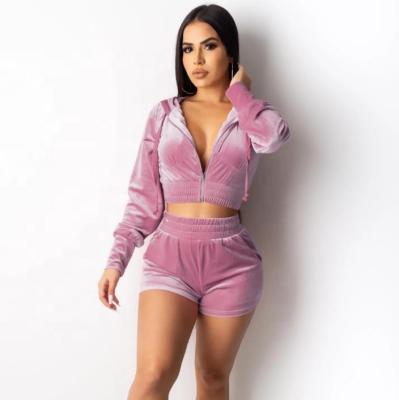 China New Long Sleeve Jogger Sweatsuit Women Breathable Active Fitness Velor Hooded Tracksuit for sale