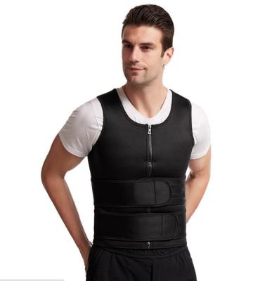 China Newest Men's Sauna Suit Waist Training Vest QUICK DRY With Zipper Compression Strap for sale