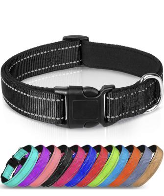 China Hot Selling Sustainable Pet Solid Color Reflective Collar Neoprene Adjustable Dog Collar for sale