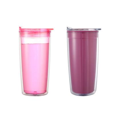 China Reusable Acrylic Food Grade Slide Lid 20oz Double Wall Coffee Tumbler Water Cup for sale