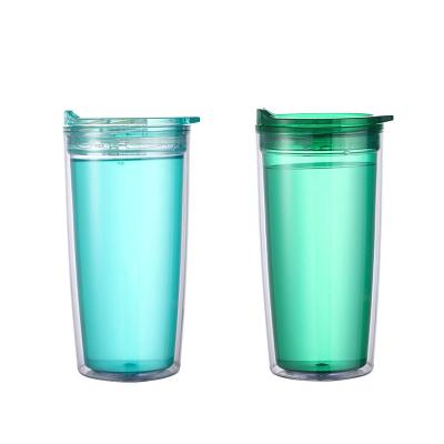 China Reusable Plastic Acrylic Clear Tumbler Coffee Cup Sustainable Food Grade Double Wall for sale