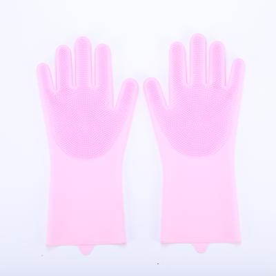 China Newest Silicone Scrubber Brush Kitchen Household Reusable Silicone Cleaning Gloves for sale