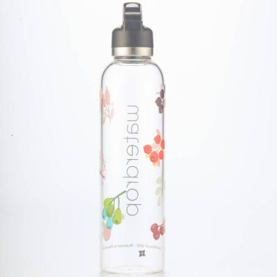 China Viable Wholesale Custom Printed High Borosilicate Glass Heat Resistant Water Bottle, Portable Bpa Free Sports Glass Drinking Bottle for sale