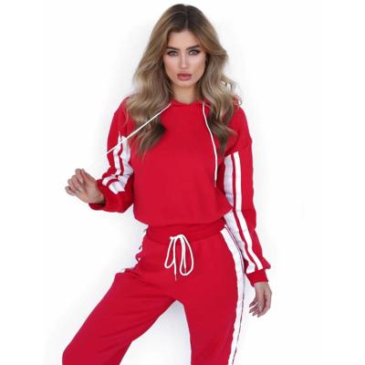 China New fashion Anti-UV ladies stripe contrast stitching two-piece suit women's casual warm tracksuit for sale