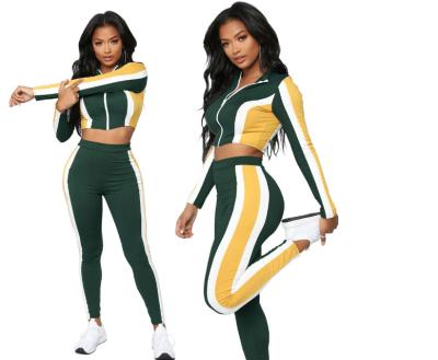 China Antibacterial Wholesale Color Block Custom Tracksuit Women Splice Cotton Training Jogging Wear for sale