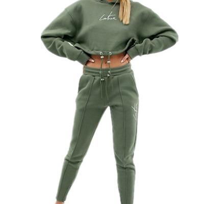 China Fleece Anti-UV Tech Women's Long Sleeve Plain Tracksuit 2pcs Set Printed Cotton Tracksuit Tracksuit for sale