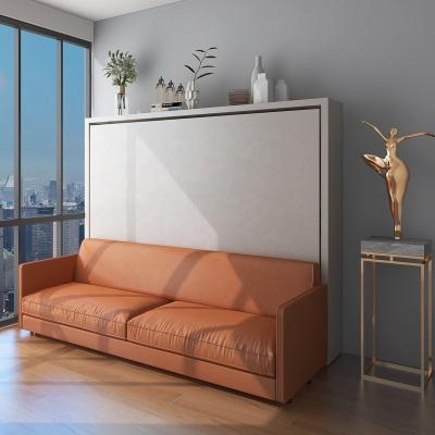 China Queen Foldable Horizontal Wall Bed Fender Mechanism Patented System Hidden Bed With Sofa for sale