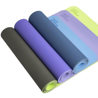 China Eco-friendly Two-color Non-slip Tape Yoga Mat Wholesale Custom Printed PVC Yoga Mat For Yoga, Pilates and Floor Exercise for sale