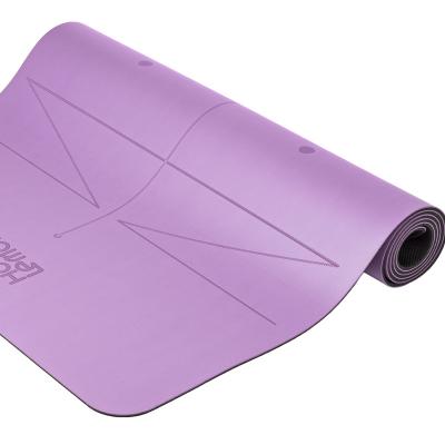 China Natural Rubber+PU Natural Rubber And PU Yoga Mat With Lines Non-Slip PVC Yoga Mat Premium Quality Alignment And Fitness Exercise Mat Wholesale for sale