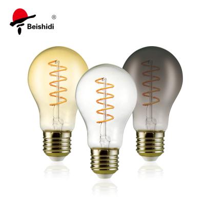 China Dilament Indoor LED Light Bulb Spiral Filament Soft Bulb A60 6W 2200K for sale