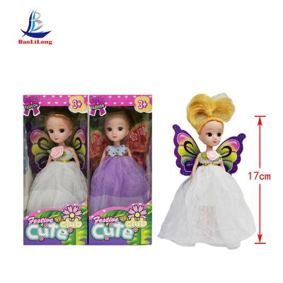 China ABS Plastic Party Toy 7 Inch Role Play Kids Doll Girl Toys For Children Wedding Doll Wings Solid Doll Mini Butterfly Dress for sale