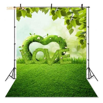 China Bridal Love Wedding Seamless Forest Wedding Outdoor Photoshoot Backdrop Green Shower Photography Backdrop for sale