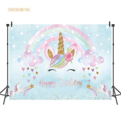 China Unicorn Birthday Background Rainbow Unicorn Birthday Party Photography Seamless Background for sale