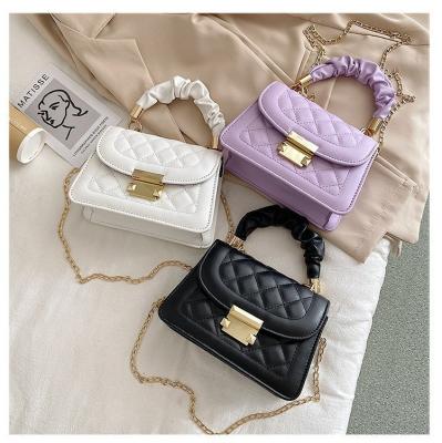 China China OEM Waterproof Korean Women's Wholesale Small Square Chain Messenger Bag PU Ladies Shoulder Bag Diamond Lattice Shoulder Small Bag for sale