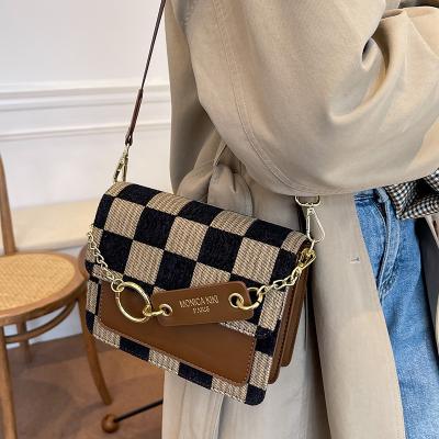 China 2023 Hot Designer Fabric Checkerboard Small Jelly Handbag Pu Leather Cross - Body Flap Handbags For Women Shoulder Bags Lady Bag for sale