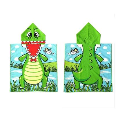 China Wholesale Custom Printed Hooded Poncho QUICK DRY Animal Surf Towel Kids Baby Poncho for sale