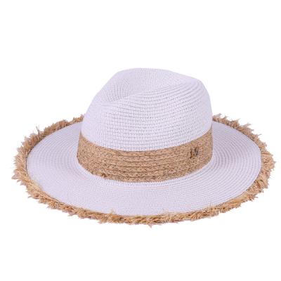 China Barred 2021 Sun hats travel Straw Hat Fashion Lady Summer beach protection knitted big brim Straw Hat for sale