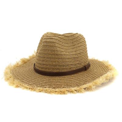 China High Quality Women Summer Sun Straw Hat Foldable Straw Hat Wide Brim Striped Trend Beach Hat 2021 New for sale