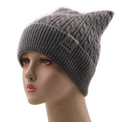 China Factory wholesale 2021 COMMON women autumn new and cold winter woolen warm cat ears headwear knitted hats knitted hats winter caps for sale