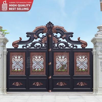 China Factory Easily Assembled Direct Cheap Sliding Base Track Designs Wrought Iron Door Designs Plain Decorative Aluminum Doors for sale