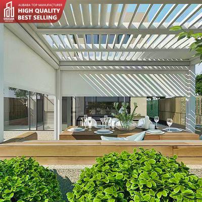 China 2022 New Design UV Outdoor Blinds Automatic Smart Waterproof Aluminum Roof Pergola Curtain for sale