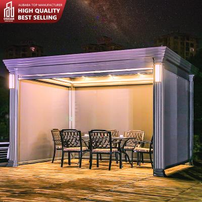 China RTS-Hot Selling Easily Assembled Backyard Shutter Electric Pergola With Led Light Waterproof Pergola for sale