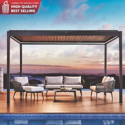 China RTS-Factory Direct Selling Easily Assembled Automatic Opening Sunshade Protection Garden Remote Control Pergola for sale