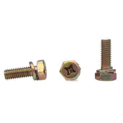 China HEX GB 9074.12 Cross Recessed Hex Bolt With Recess And Single Coil Spring Lock Washer Assemblies SUS 304 M5 Passivated for sale