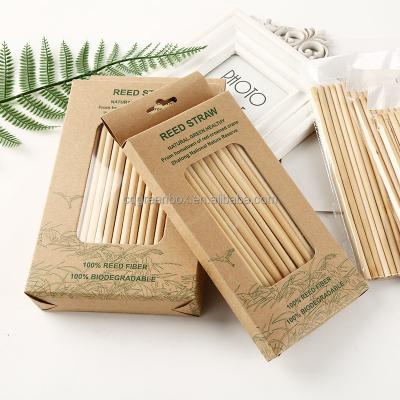 China Disposable Degradable Straw Customized Eco Friendly 100% Compostable Traditional Drinking Straw Logo Reed for sale