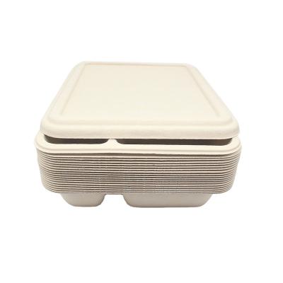 China Low Price Microwave Sustainable Biodegradable Disposable Bamboo Fiber Lunch Box Disposable Tableware Set for sale