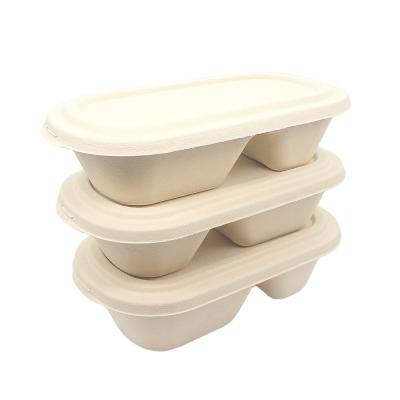 China Hot Selling Biodegradable Cheap Custom Takeaway Food Containers Bamboo Fiber Lid For Bamboo Fiber Oval Container for sale